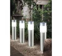Set of 4 35cm Bollard Solar Lights Outdoor Stainless Steel Marco Paul White One Size