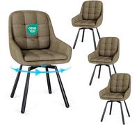 Set of 4 360° Rotating Swivel Dining Chairs with Armrests Cushioned Seat Metal Legs - Versatile for Living Room Kitchen Bedroom - Stylish Brown Design