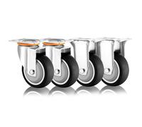 Set Of 4 3in 4in 5in Heavy Duty Thermoplastic Rubber Caster Wheel Moving Silent Shock Absorption Industrial Plate Casters Replacement Swivel Casters With Brakes(Fixed+S
