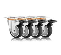 Set Of 4 3in 4in 5in Heavy Duty Thermoplastic Rubber Caster Wheel Moving Silent Shock Absorption Industrial Plate Casters Replacement Swivel Casters With Brakes(Brake+B