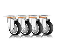 Set Of 4 3in 4in 5in Heavy Duty Thermoplastic Rubber Caster Wheel Moving Silent Shock Absorption Industrial Plate Casters Replacement Swivel Casters With Brakes(Swivel+