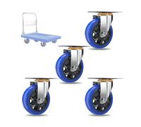 Set Of 4 4 Inch 5 Inch Polyurethane Hub Rubber Caster Wheel Moving Silent Shock Absorption Industria Plate Casters Replacement Caster For Carts Furniture DIY Stands