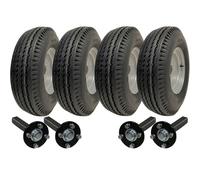 Set of 4 - 5.00-10 4ply WANDA P802 TRAILER WHEEL 4/100 & Hub & Stub axle 4/100 M
