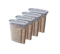 Set Of 4 5L Breakfast Cereal Dispenser Storage Container - Plastic Food Storage Container With Lid - BPA Free Food Tub - Storage For Cereal, Pasta, Flour, Rice, Oats, Pet food container.