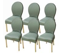 Set of 4/6 Modern Dining Chair Slipcovers Oval Design for Kitchen/Bedroom Round Back Arm-Free Green Fabric Solid Wood Legs Perfect for Dining Room Decor