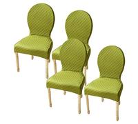 Set of 4/6 Modern Dining Chair Slipcovers Round Back No Arms Solid Wood Legs Green Oval Covers for Kitchen/Bedroom Small/Large Size Options
