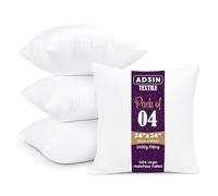 Set of 4-60cm x 60cm Hollowfibre New White Cushion Pad Inner Stuffer Pillow Polyester Insert Square Hypoallergenic (Pack of 4 | 24" x 24")