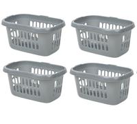 (Set of 4) 60L HIPSTER LAUNDRY BASKET Large Storage Washing Linen Clothes Silver