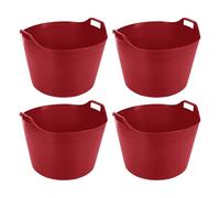 (SET OF 4) - 75L Litre "RED" Extra Large Robust Versatile Multipurpose Flexi Tub with Handle Laundry Basket Animal Feeding Tub Toys Storage Container For Home & Garden.