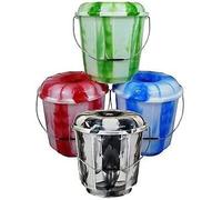 (Set of 4) 7L Litre Plastic Tie Dye Design Buckets with Lid and Metal Handle Multipurpose Storage Bucket Hard Wearing Bucket for Garden Home Cleaning Camping Fishing Travel Water Storage (Random)