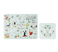 Set of 4 (8pc) "12 Days of Christmass" Placemats & Coasters, Christmas Tablemat