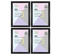 (Set of 4) - A4 Black Styrene Photo Frame, Wall Mount or Table Top, Picture Frame, Freestanding and Wall Mountable Perfect For Home Decoration and Restaurant Decoration