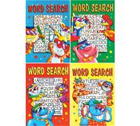 Set of 4 A4 Word Search Books Kids Wordsearch Brain Games Puzzle Book