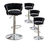 Set of 4 Adjuble Swivel Velvet Bar Stools, Modern Counter Height Chairs with Woven Back, Upholstered Dining Seats for Kitchen Island, Cafe, Pub, Farmhouse Decor