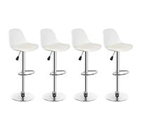 Set of 4 Adjustable Height 360° Swivel Bar Stools Modern Kitchen Counter Chairs White Bar Seating Stylish Pub Chairs Perfect for Home or Restaurant