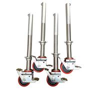 Set of 4 Adjustable legs & Castors 125mm for Industrial Alloy Scaffold Tower