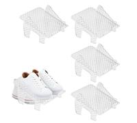 - Set of 4 Adjustable Shoe Rac 3 Height-Adjustable Shoe nizers Space-Saving Double Layer Non-Slip Transparent Plastic Sto Solut