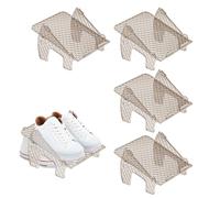 - Set of 4 Adjustable Shoe Rac Space-Saving Double-Layer Shoe nizers Height-Adjustable Plastic Non-Slip Design Light Brown Home Sto Solut