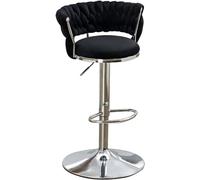 Set of 4 Adjustable Swivel Velvet Bar Stools Modern Upholstered Dining Chairs with Woven Back White Gold Legs for Kitchen Island Cafe Pub Farmhouse Decor