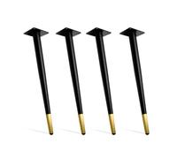Set of 4 Adjustable Tapered Table Legs for Coffee Tables Chairs & Dressers - 60cm Black/Gold with Foot Protectors - Ideal for DIY Furniture Projects