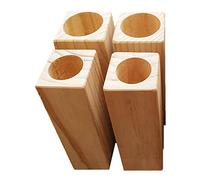 Set of 4 Adjustable Wooden Fur Risers - 20cm Desk & Bed Elevators for Home & Office Use - 6.5cm Lift Perfect Furniture Feet Solution