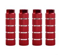 Set of 4 Aluminum Alloy Rear Bicycle Foot Pegs with Anti-Skid Engraved Cylindrical Pedals Suitable for Use on Road, Mountain, Track Bikes with Screws (Red)