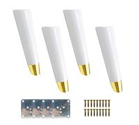 Set of 4 Angled Oak Sofa Legs with Mounting Plate & Screws - Perfect for Replacing Sofa, Bed, Coffee Table, Chair, Cabinet, Nightstand - 15.5 cm / 6.1 in