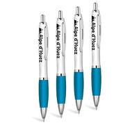 Set of 4 Aqua Ballpoint Pen - ALPE D'HUEZ Ski Resort France Travel Destination Keepsake Memory Modern Style #215891