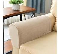 Set of 4 Armrest Covers, Sofa Stretch Armchair Covers, Anti-Slip Furniture Protector Slipcovers, Soft Velvet Couch Arm Covers for Sofa Recliner Chair,Sandy
