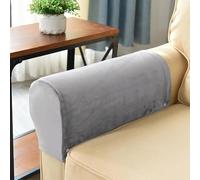Set of 4 Armrest Covers, Sofa Stretch Armchair Covers, Anti-Slip Furniture Protector Slipcovers, Soft Velvet Couch Arm Covers for Sofa Recliner Chair,Light Gray