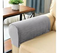 Set of 4 Armrest Covers, Sofa Stretch Armchair Covers, Anti-Slip Furniture Protector Slipcovers, Soft Velvet Couch Arm Covers for Sofa Recliner Chair,Light Gray