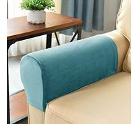 Set of 4 Armrest Covers, Sofa Stretch Armchair Covers, Anti-Slip Furniture Protector Slipcovers, Soft Velvet Couch Arm Covers for Sofa Recliner Chair,Blue
