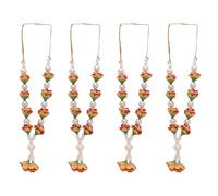 Set of 4 Artificial Flower Mala Ribbon Garland Mala for Idol-Mala beads for God Statue Accessories Pooja Sringar Articles Ornament for Indian Traditional Ganesha Festival(Size:-5")(White,Multicolour)