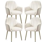 Set of 4 Artificial Leather Dining Chairs Dark Grey & Orange Stylish Makeup & Dressing Table Chairs with Durable Carbon Steel Legs Perfect for Marriage Room & Balcony Sof,4-Off-white-One Size