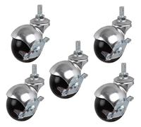 Set of 4 Ball Caster with Brake, 2in Furniture, Transport casters, Small Wheels with 360 Degree, M8/M10 Threaded Stem(5 Brake,50mm/2inM8)