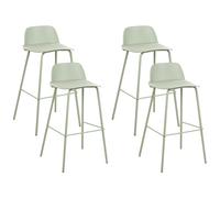 Beliani Set Of 4 Bar Chairs Mora Light Green, Green