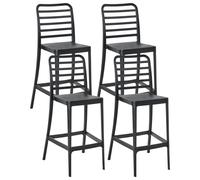 Beliani Set Of 4 Bar Chairs Seceda 2 In 1 Synthetic Material Black