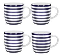 Set of 4 Barrel Mugs Nautical Stripe Design Tea Coffee Hot Chocolate Cups 425ml