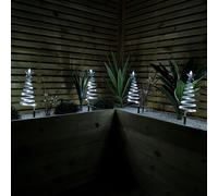 Set of 4 Battery Operated LED Cool White Spiral Tree Path Lights Christmas Decoration with Timer Samuel Alexander White One Size