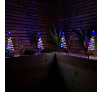 Set of 4 Battery Operated LED Multi Coloured Spiral Tree Path Lights Christmas Decoration with Timer Samuel Alexander Multi One Size
