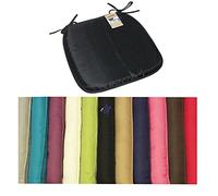 Set Of 4 Beautiful REMOVABLE Dining Garden Chair Cushion Seat Pads With Ties (Chocolate)