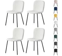 (SET OF 4, BEIGE ) 2/4/6Pcs Fabric Dining Chair with Metal Legs Bella
