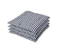 Set of 4 Black and White Stripe Seat Pad with Straps 40 x 40 cm Homescapes Black 40cm x 40cm