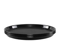 Set of 4 Black Plastic Serving Trays, Round Restaurant Serving Platters, and Lightweight, Ideal for Catering, Parties, and Everyday Use.