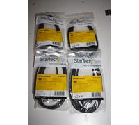 SET OF 4 BLACK STRAIGHT THROUGH SERIAL CABLE -DB9 M/F-FREE UK MAINLAND DELIVERY