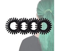 Set of 4 Black Telephone Cord Coil Twist Hair Elastics Bobbles Bands