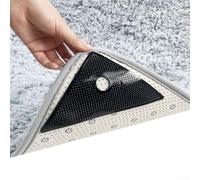 Set Of 4 Black Triangular Floor Mat Holders With Strong Pu Gel For Securing Large Carpets On Parquet Surfaces Reusable Washable Anti Slide Pads To Stop Rugs From Moving In Home Or Office Spaces(4pcs)