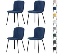(SET OF 4, BLUE) 2/4/6Pcs Fabric Dining Chair with Metal Legs Bella