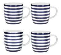 Set of 4 Blue and White Striped Coffee Mugs Kitchencraft Blue One Size