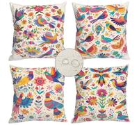 Set of 4 Bohemian Bird Cushion Covers 14x14in,Decorative Sofa Outdoor Garden Cushion Covers,with Invisible Zipper Square Cushion Cover 35x35cm, Linen Pillow Covers for Home Living Room Decor c-5